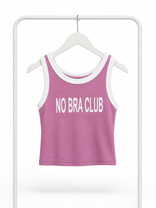 کراپ لبه سفید مدل No bra club
