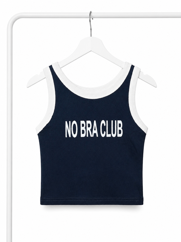کراپ لبه سفید مدل No bra club