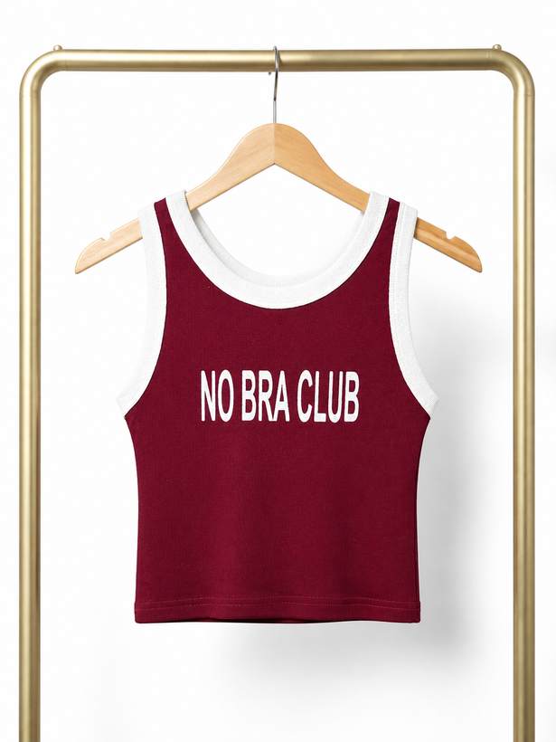 کراپ لبه سفید مدل No bra club