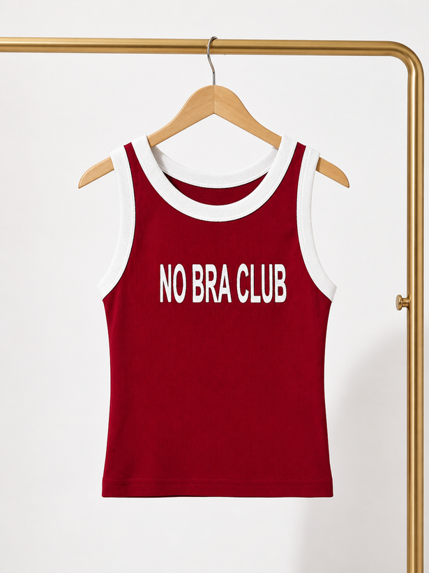 کراپ لبه سفید مدل No bra club