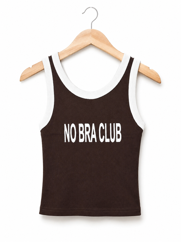 کراپ لبه سفید مدل No bra club